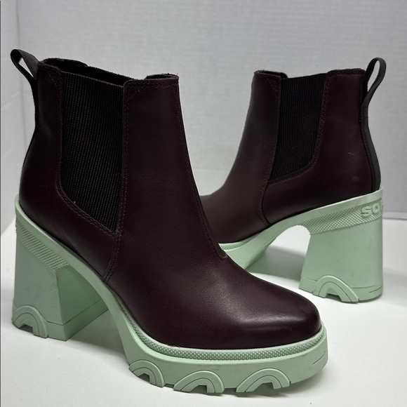 Sorel Shoes - Sorel Brex Chelsea Ankle Boots High Heeled Waterproof Booties Red Mint Size 6